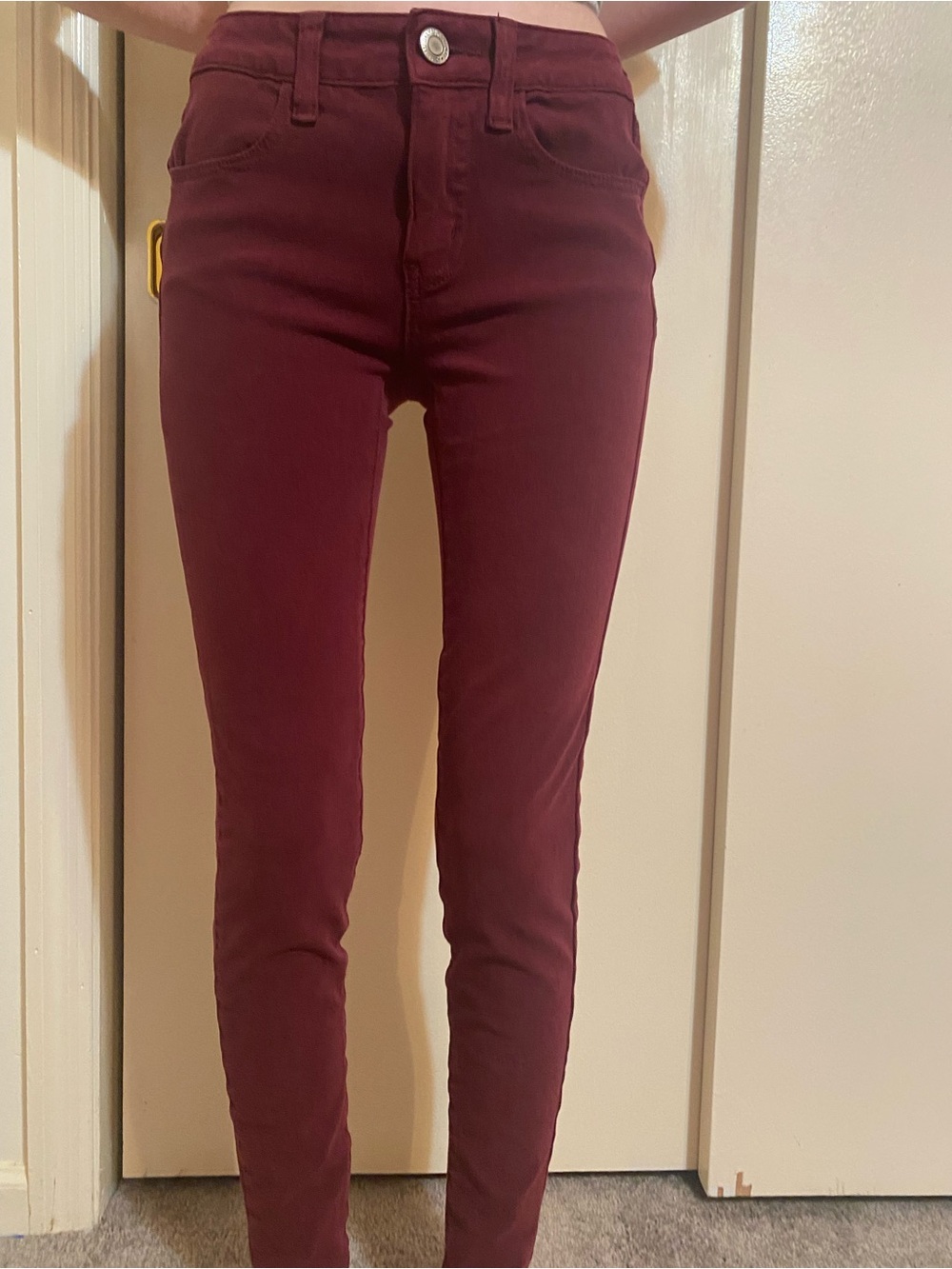 American Eagle Outfitters Slim Skinny Jeans in Burgundy y2k prep
